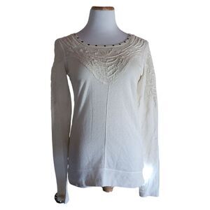 Free People off white lace long sleeves top Womens Small